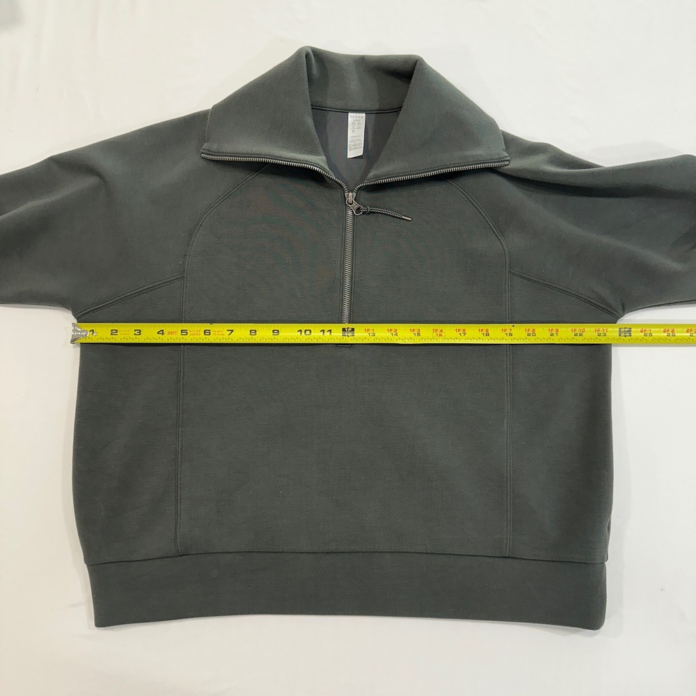 Spanx AirEssentials Half Zip Pullover Womens Large Dark Olive Green | Athleisure - Picture 5 of 6